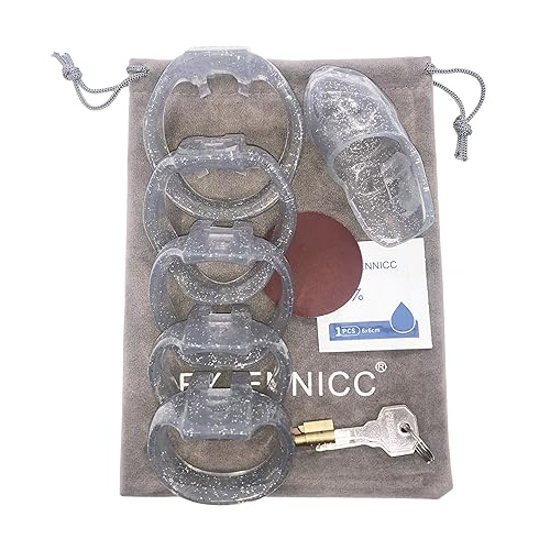 FYJENNICC HT-V4 Chastity Cage for Men | 5 Adjustable Wide Rings & 6 Colors  | Beginner-Friendly | Adult Sex Toy with Sizing Guide (Clear with Silver  Sparkles, Small) in Dubai - UAE | Whizz Chastity Devices