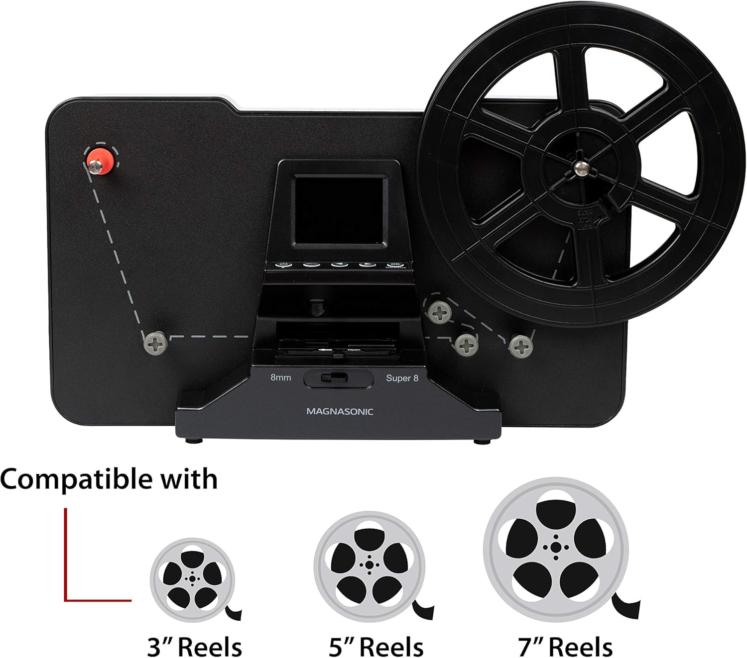 Magnasonic Super 8/8mm Film Scanner, Converts Film into Digital Video, Vibrant 2.3" Screen, Digitize and View 3", 5" and 7" Super 8/8mm Movie Reels (FS81): Electronics
