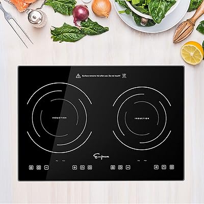 Empava 20.5" Electric Stove, 2 Burners Induction Cooktop, Black