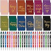 48 Pcs Bulk Motivational Pens Inspirational Notepads Set, Small Pocket Motivational Quote Notebooks and Ballpoint Pens, Mini Journals Gift Set for Kids Students Teachers School Office Prizes Supplies