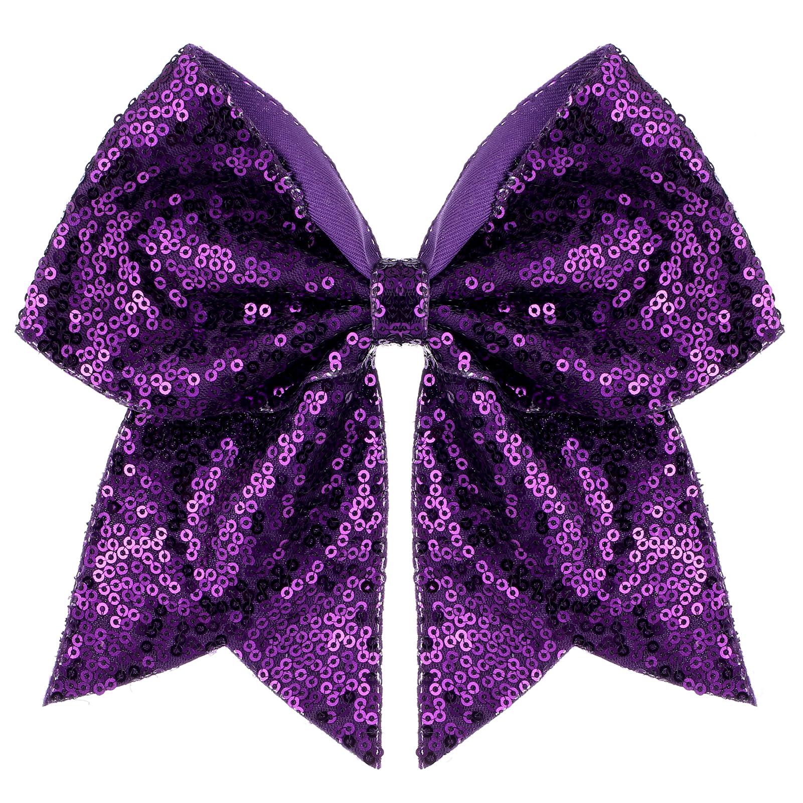 Photo 1 of ZOLYCO Large Glitter Cheer Bows Clips, Jumbo Big 7 Inch Cheerleading Sequin Hair Bow Hair Accessories for Teens Girls Football Sports Cheerleader Outfit Uniform (Dark Purple)