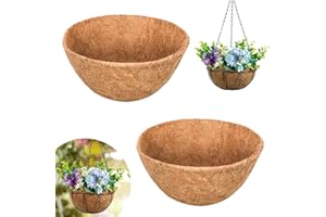 Riare 2 Pack 10 Inch Round Coco Liners Replacement- 100% Natural Coconut Coir Liners for Hanging Baskets, Garden Flower Vegetables Planter Pot, Window Box, Fence, Decks
