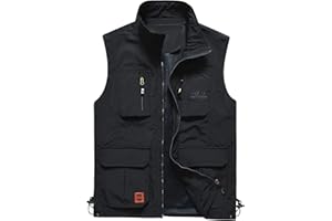 Flygo Men's Lightweight Outdoor Travel Work Fishing Vest with Multi-Pockets