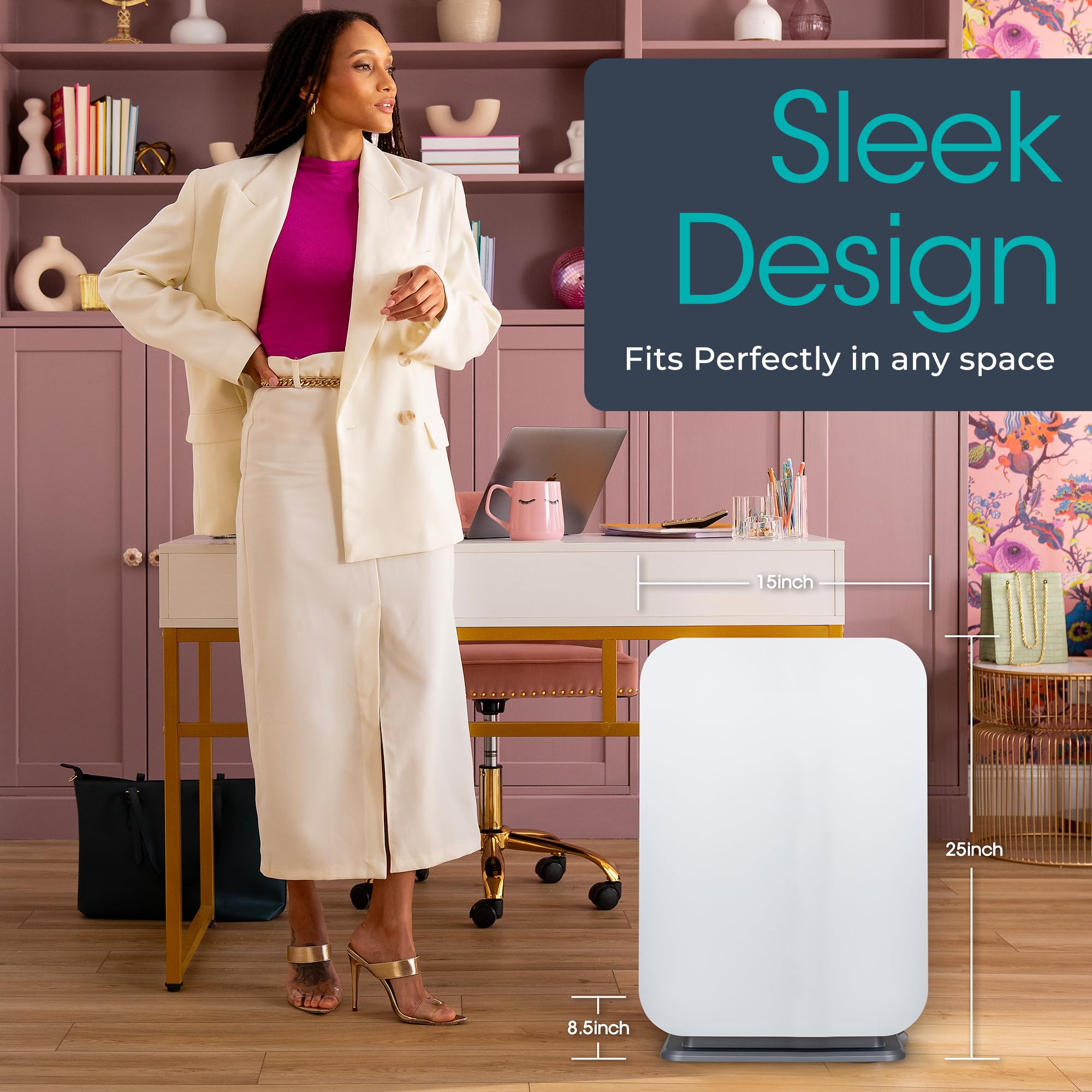 Alen Air Purifier BreatheSmart Flex HEPA with Fresh Filter + Carbon | 1400 Sq. Ft | Perfect for Bedrooms & Home Offices - Captures Allergens, Dust, & Mold + Household Odors & Smoke - White