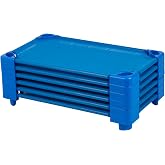Back2School Express Stackable Toddler Cot, Ready-to-Assemble, 6-Pack, Blue | Breathable mesh, GREENGUARD Gold Certified, 75 lb capacity, space-saving vertical stacking, rounded edges, classroom/daycare