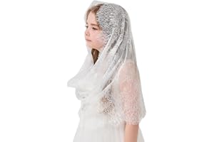 YuRongsxt Girls White Infinity Veil Eyelash lace Veil Girls Floral Lace Infinity Baptism Veil Black Infinity for Girls K10