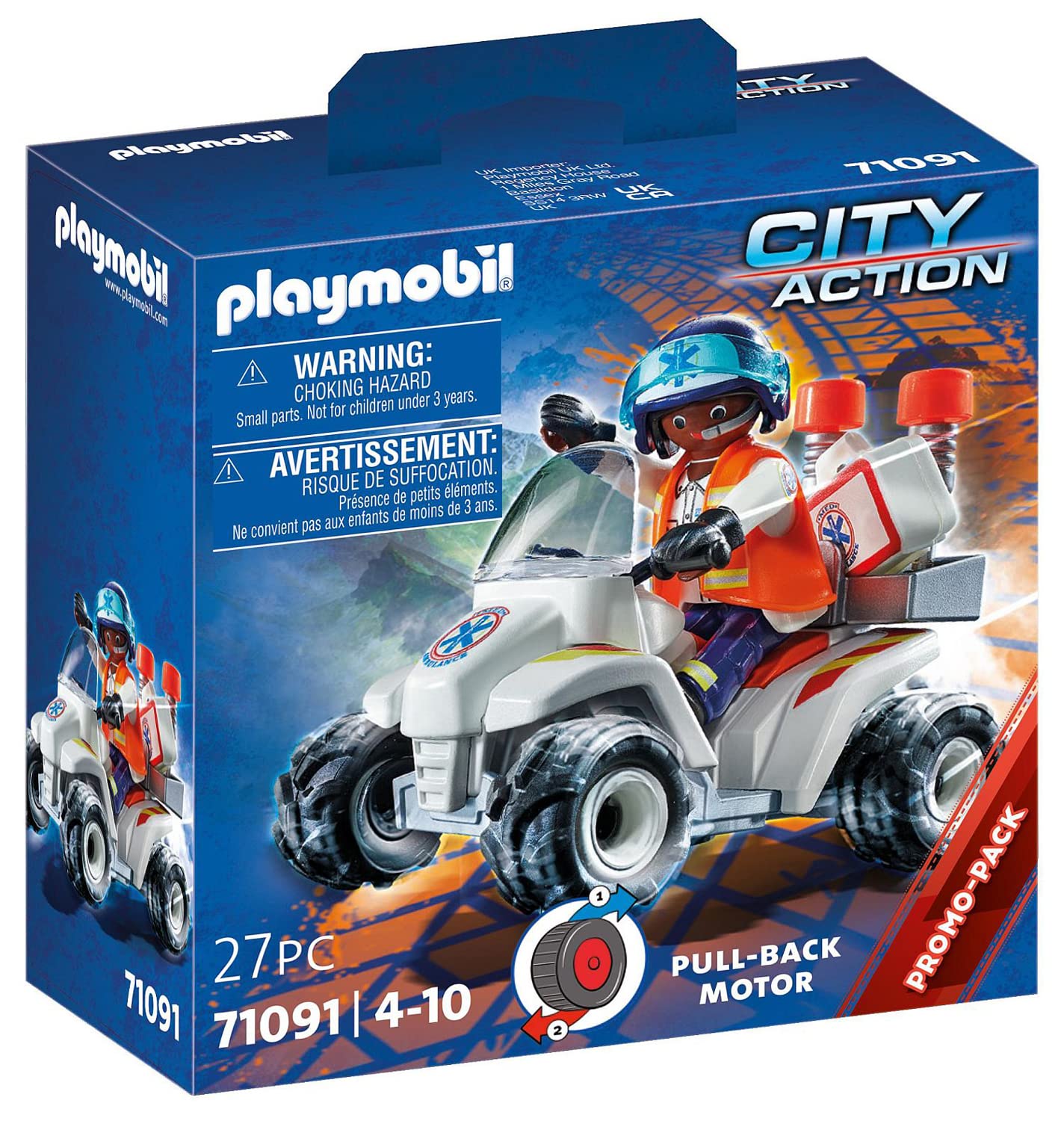 PLAYMOBIL City Action 71091 Medical Quad with Pullback Motor, Toy for Children Ages 4+