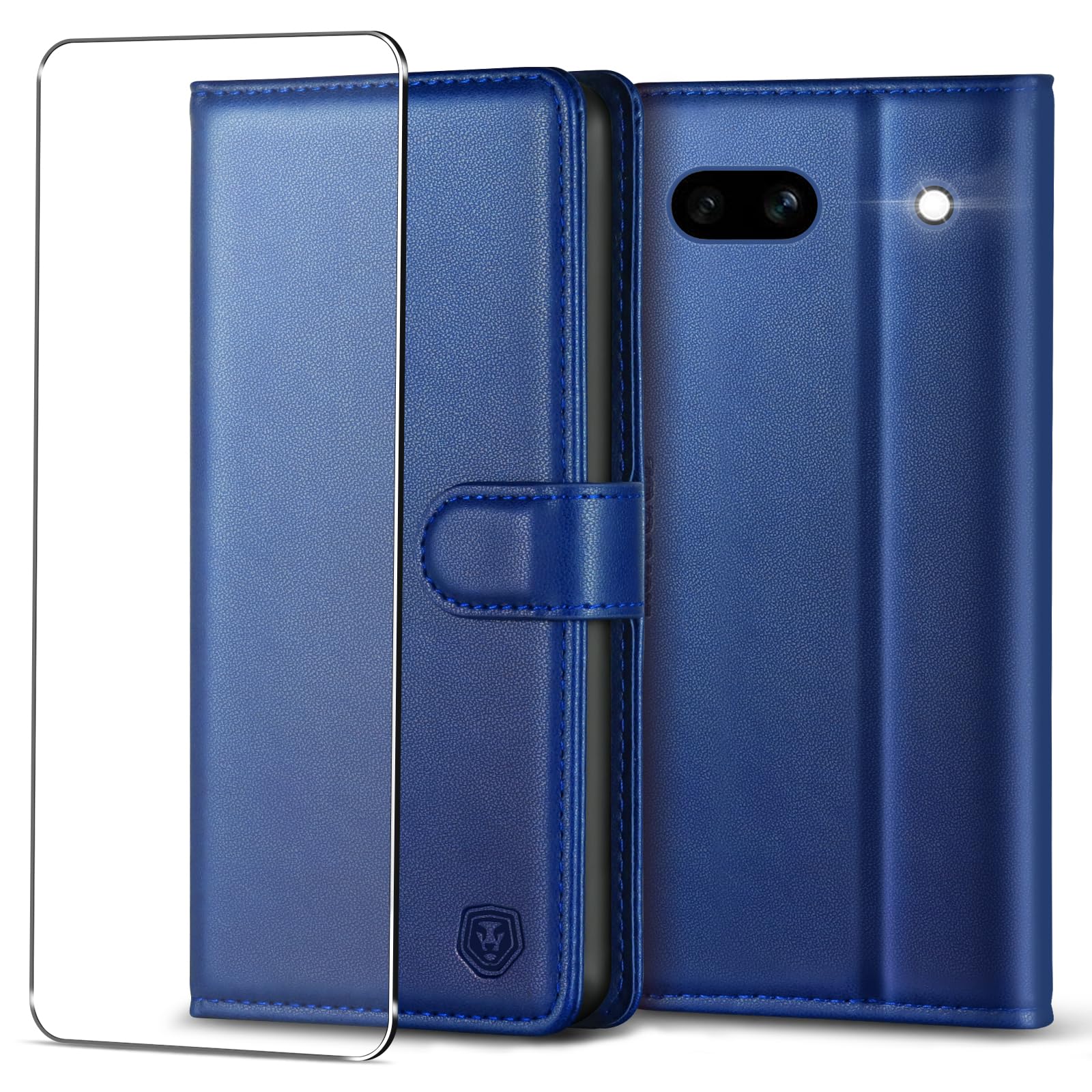 Kuafcase for Google Pixel 7a Case with 1 Screen Protector, 4 Card Slots Magnetic Closure Kickstand Shockproof Phone Case for Google Pixel 7a - Royal Blue — image 1