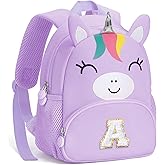YOOLIFE Personalized Toddler Backpack - 2 3 4 Year Old Birthday Gift, Unicorn Monogrammed Unicorn Backpack for Toddler Kids Daughter Granddaughter Birthday Gifts Purple A