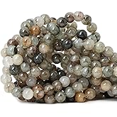 CHEAVIAN 45PCS 8mm Natural Green Phantom Crystal Round Loose Beads for Jewelry Making 1 Strand 15"