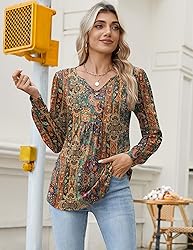 Zeagoo Boho Tops for Women Floral Blouse Dressy