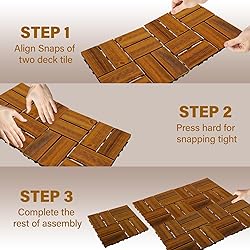 10 PCS Interlocking Deck Tiles 12" x 12", 8 Slats