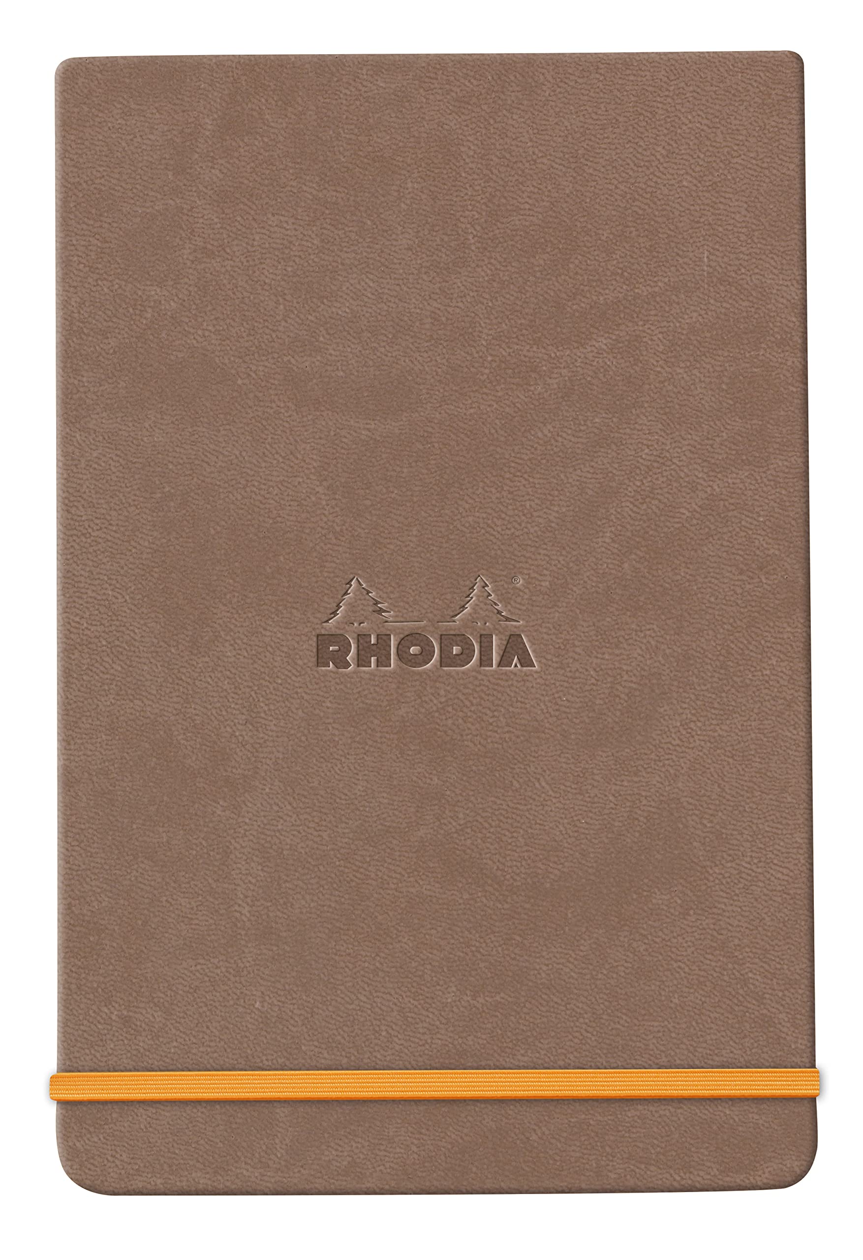 RHODIA 194347C - Hard Notebook Webnotepad Taupe - A6 - Lined - 192 Detachable Pages - Clairefontaine Ivory Paper 90 g/m - Bookmark, Elastic Closure - Faux Leather Cover - Rhodiarama