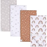 Gerber Unisex Baby 100% Cotton Flannel Receiving Blankets 30x30 Inches (Pack of 4), Boho Rainbow, One Size