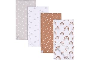 Gerber Unisex Baby 100% Cotton Flannel Receiving Blankets for Babies and Newborns 30x30 Inches (Pack of 4), Boho Rainbow