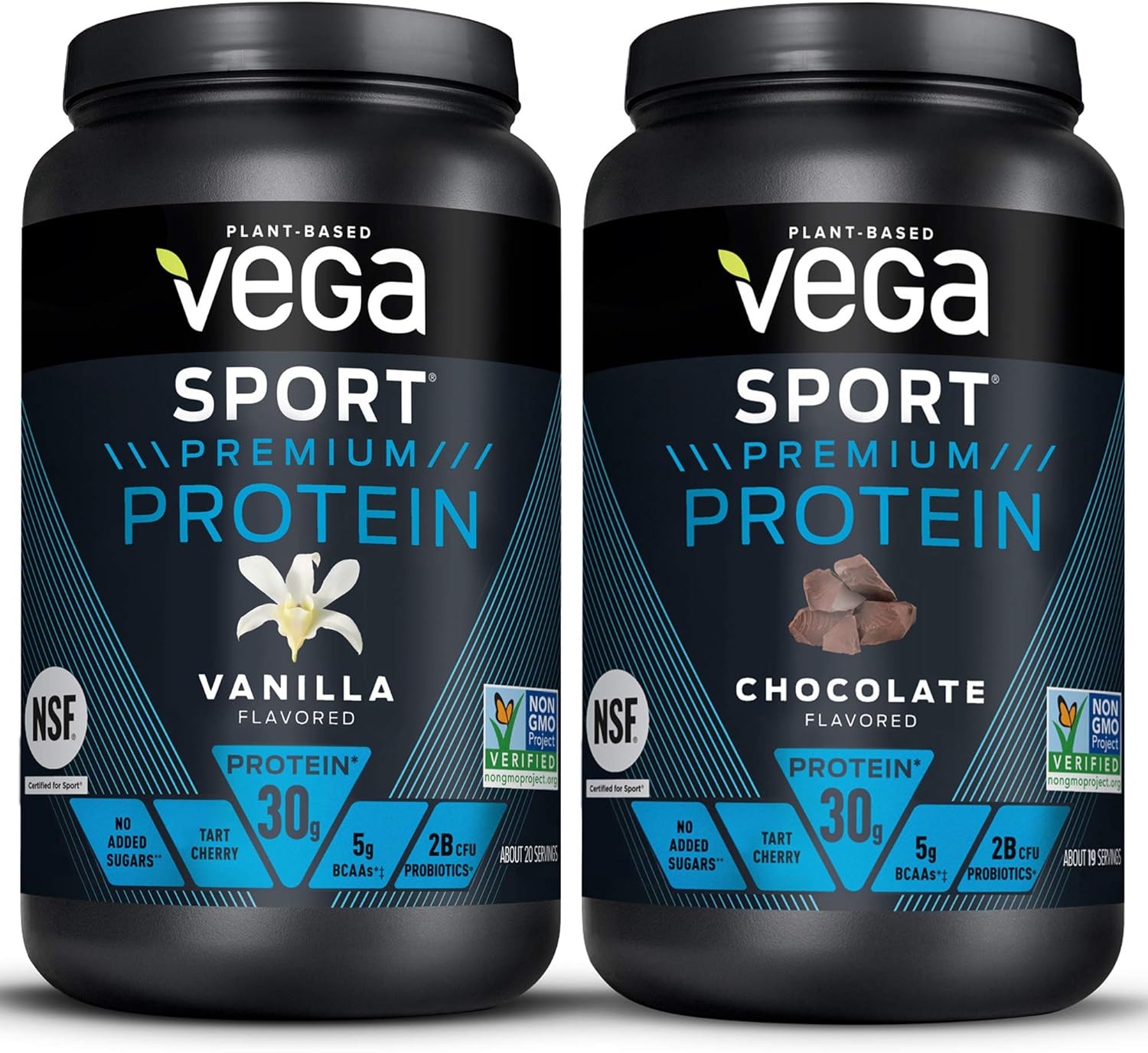 Vega Sport Premium Protein Powder Bundle, Chocolate + Vanilla, Plant Based Protein Powder Post Workout - Certified Vegan, Vegetarian, Keto-Friendly, Gluten Free, Dairy Free, BCAA Amino Acids: Health & Personal Care