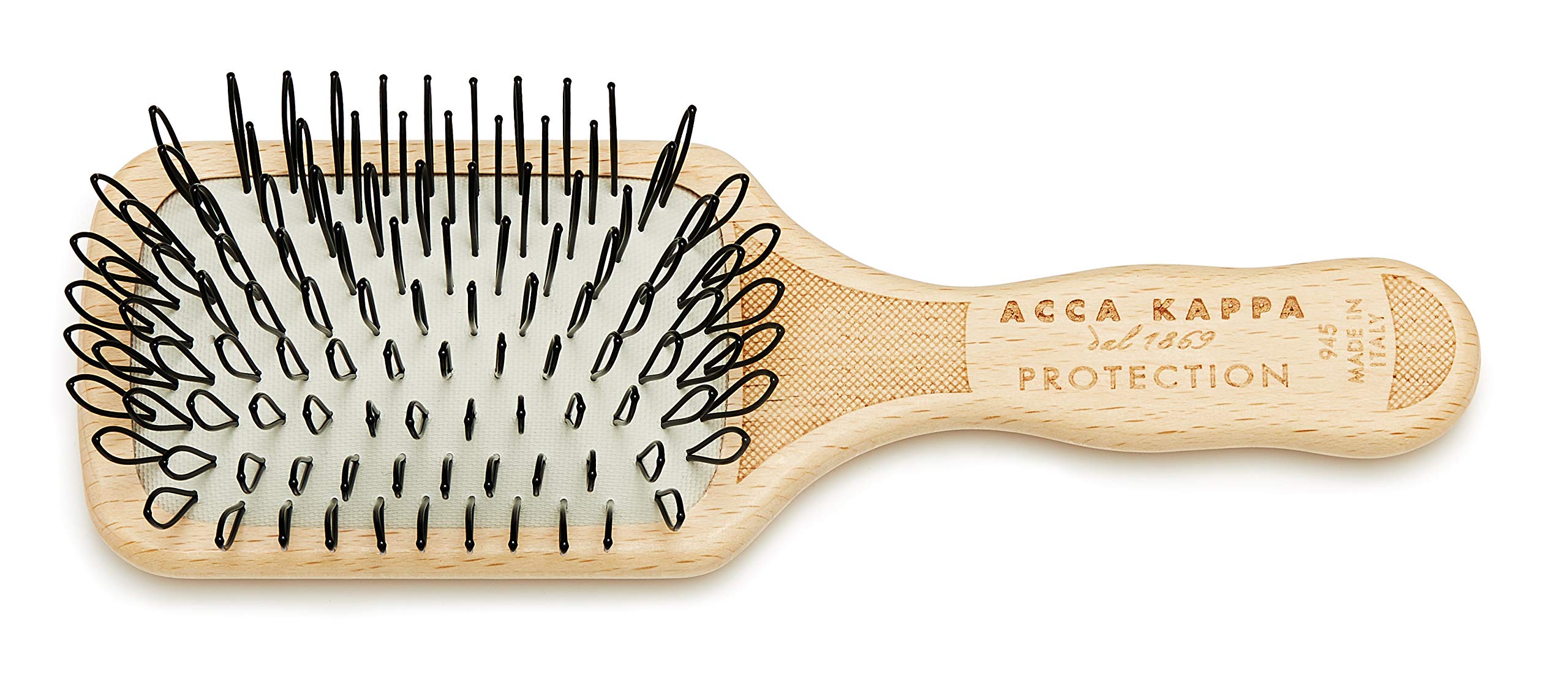 ACCA KAPPA Protection Beech Wood Looped Nylon Paddle Brush- Travel-Size (12945)