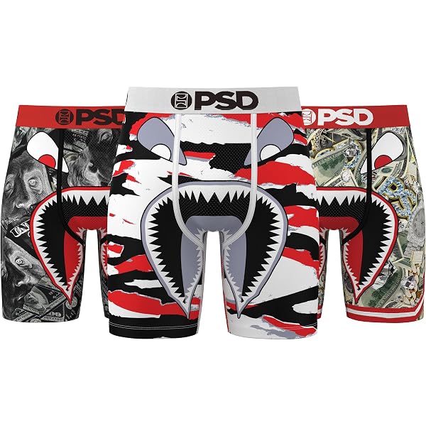 PSD Men's Boxer Briefs 3-Pack - 7" Inseam, Stretch Elastic Waistband, Breathable Fabric, Black, X-Large