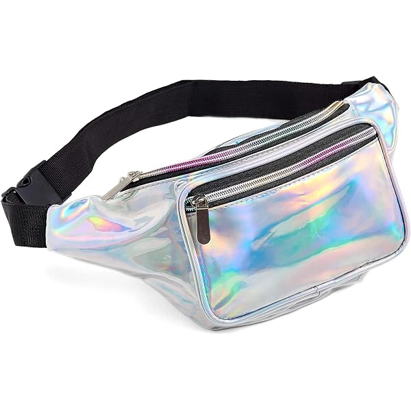 Holographic Transparent Fanny Pack For Women & Girls - Rose Gold, Waterproof, Adjustable Waist Strap Up To 42"