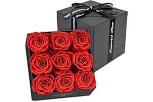 Immortal Fleur Preserved Roses In A Box, Preserved Flowers, Forever Roses Box, Mom Birthday Gifts, Flowers for Delivery Prime Birthday, Valentines Day Flowers for Wife, Red 9