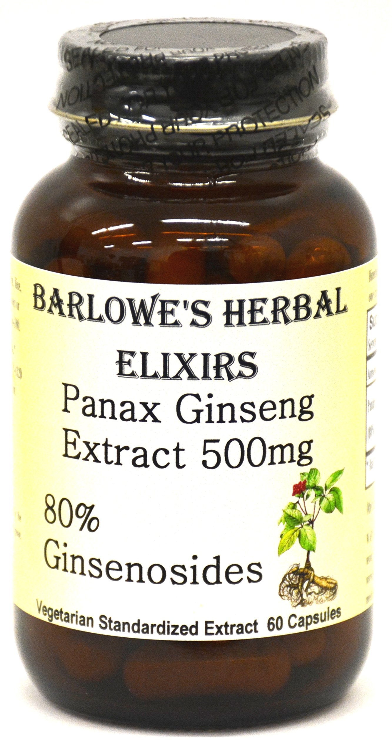 Panax Ginseng – 80% Ginsenosides – 60 500mg VegiCaps – Stearate Free, Bottled in Glass! FREE SHIPPING on orders over 49!