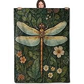 Elegant Dragonfly Blanket Soft Lightweight Flannel Throw Blanket for Living Room Bedding Travel Home Decor Cozy 50x60 Inch Blankets Gifts for Adults Kids Women Men