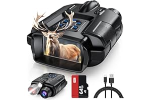 Diyimin 4K Night Vision Binoculars–8X Zoom/2000FT IR/5000mAh, 3'' HD Screen Night Vision Goggles for Adults mit 64GB TF Card, IP65 Waterproof & Light for Camping & Security