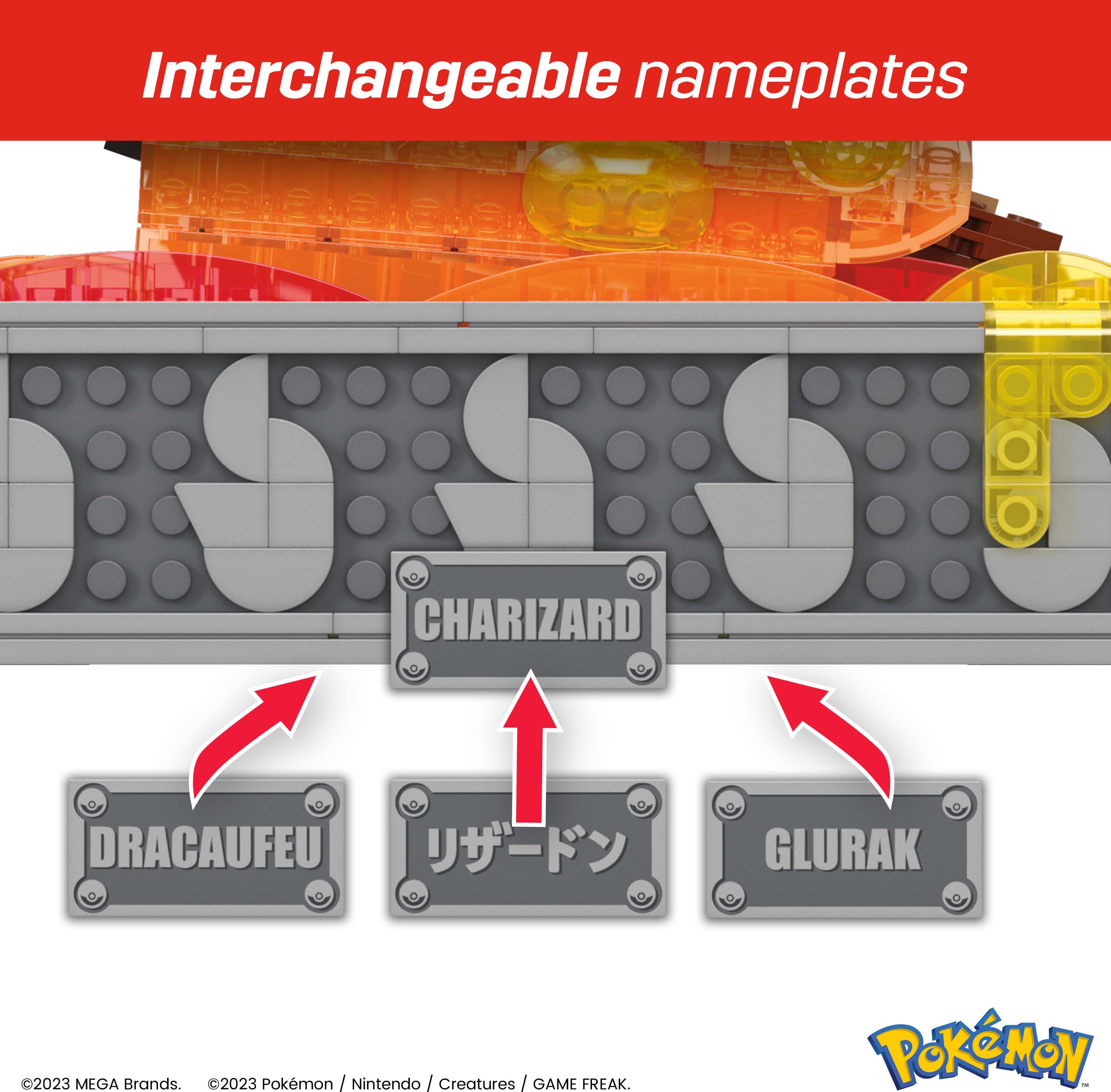 Mega Pokémon Glurak Actionfigur, 1664 Teile, zusammenbaubares, bewegliches Figur, Bauspielzeug, ca. 28 cm groß, ab 12 Jahre Sammelfigut, HMW05 6