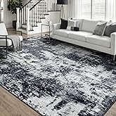 RELEANY Washable Area Rugs 5'x7' Non-Slip Modern Abstract Soft for Living Room Entryway Bedroom Nursery, Print Pattern, Black Navy Blue Gray
