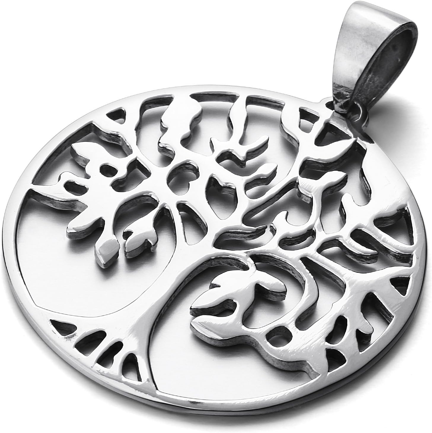 MENDINO Mens Womens Tree of Life Pendant Stainless Steel Simple Style with 22 Inch Chain
