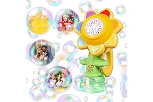 DALI ENERGY CAT Sunflower Bubble Machine for Kids Automatic Flower Bubble Toy with Colorful Lighting for Toddlers Handheld 20000+Bubbles 3 Modes Fun Swing Dance Bubble Maker Blower Blaster Outdoor Toys Type-C Yellow