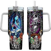 So Many Pets Personalized Spooky Couple Tumbler, Stainless Steel Travel Mug | Available in 20oz, 30oz, and 40oz sizes with a matching lid
