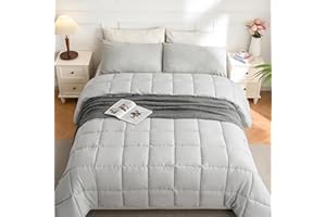 BEDENSIT Comforter -Light Grey King Size Comforter, Down Alternative Comforter,Soft Quilted, Duvet Insert with Corner Tabs, Machine Washable