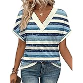 WIHOLL Womens Summer Tops Short Dolman Sleeve Shirts 2026 Fashion V Neck Outfits Clothes