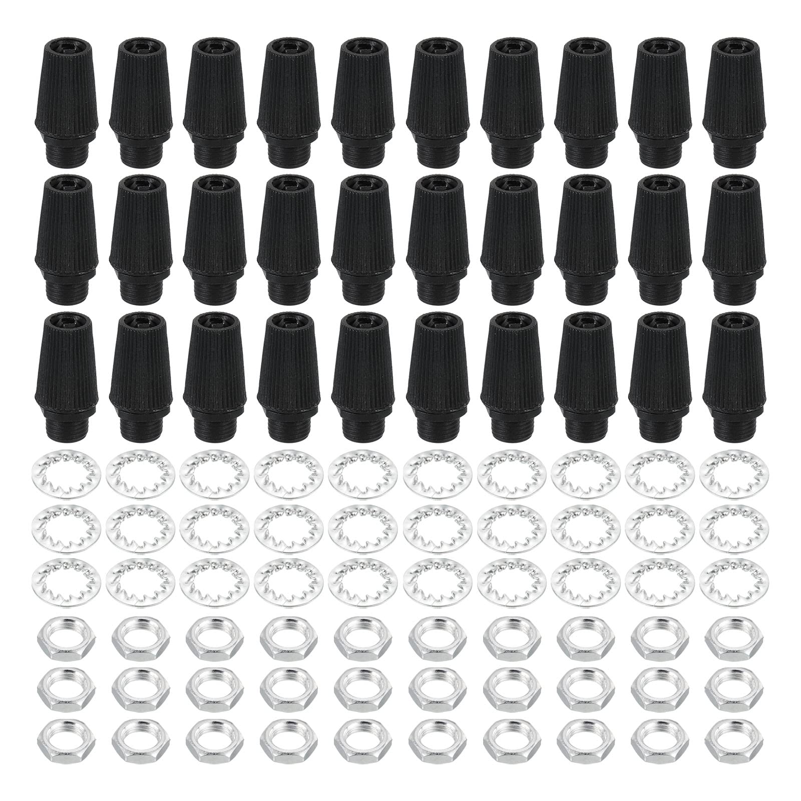 PATIKIL Lighting Cord Grips Connector, Carbon Steel Light Cable Glands, 30Pcs for Wiring Hanging Light Ceiling Pendant Lamp, Black
