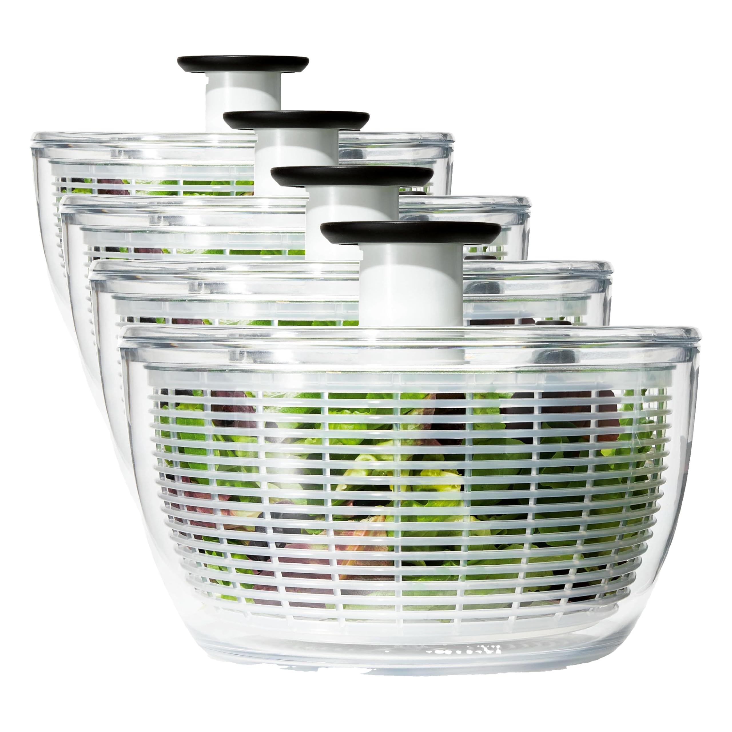 OXO Good Grips Salad Spinner | Lettuce Spinner | Fruit Washer | Fruit Washing Bowl with Strainer | Vegetable Cleaner | Salad Cleaner | Lettuce Washer | 6.22 Quart Capacity (Pack of 4) Image
