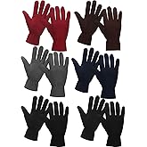 SATINIOR 6 Pairs Winter Fleece Gloves Full Fingers Warm Mittens Gloves for Women Men (Novel Colors)