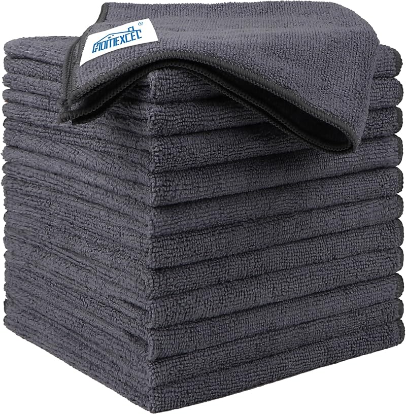HOMEXCEL Microfiber Cloth 12 Pack 30x30 cm Ultra Absorbent Grey