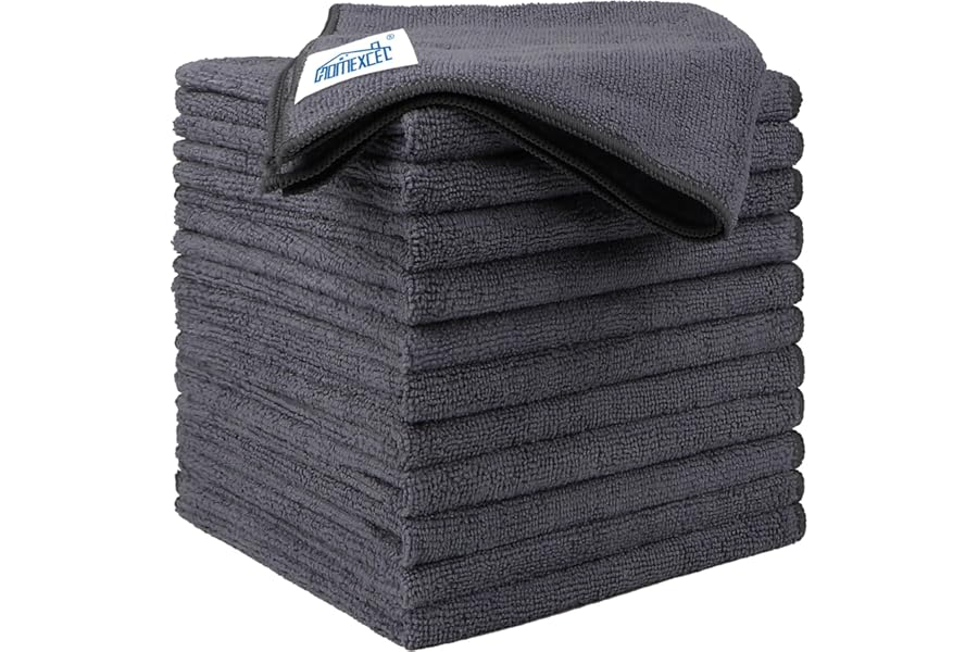 HOMEXCEL Microfiber Cleaning Cloth 12 Pack, 12.5 x 12.5 inch Microfibe…