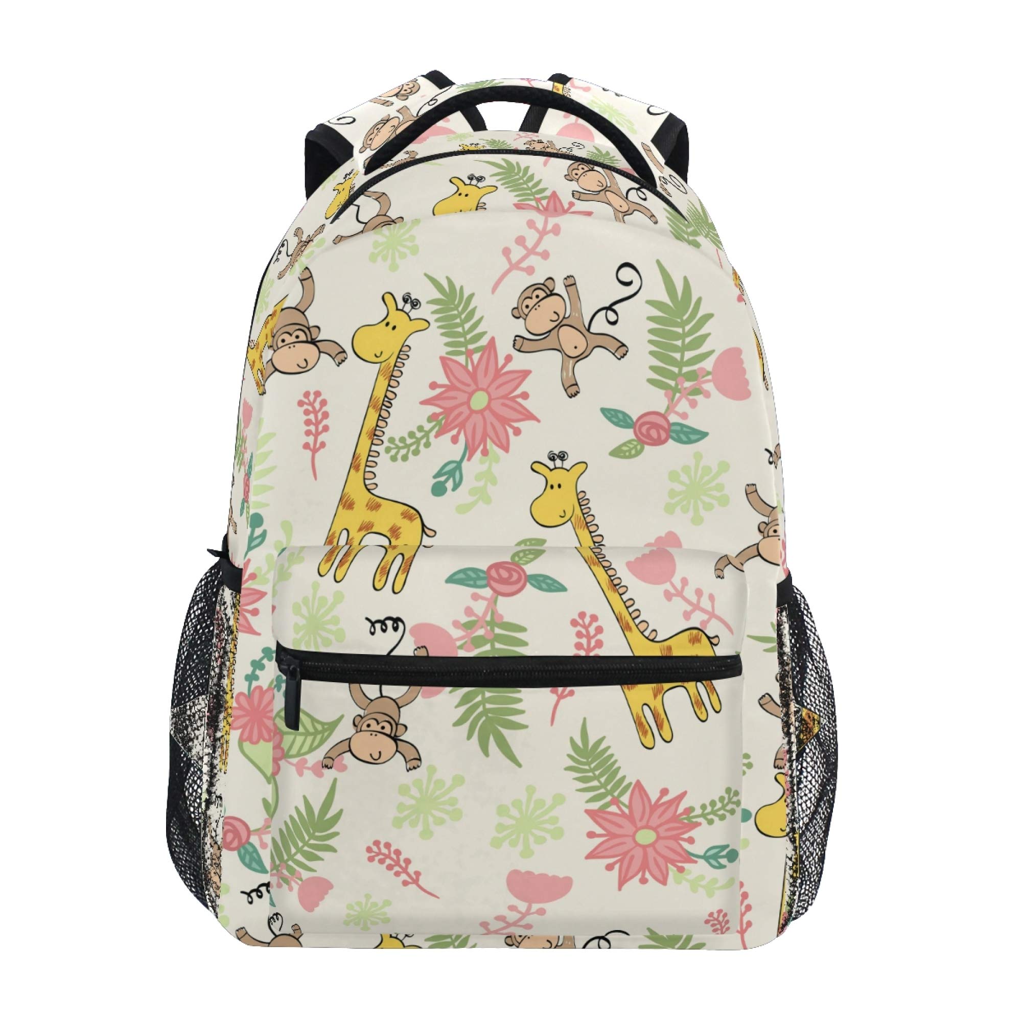 Children's Backpack, Schoolbag Monkey And Giraffe Large Capacity Students Bookbag Rucksack Knapsack for Boys Girls Adults Teen