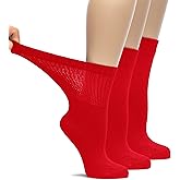 Hugh Ugoli Women's Rayon Loose Fit Diabetic Crew Socks, Non-Binding Top for Swollen Feet, Extra Wide and Stretchy, 3-6-9 Pair