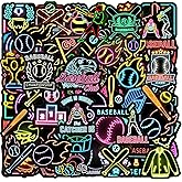 120 Pcs Neon Baseball Sticker Packs, Baseball Party Favors Sports Themed Birthday Party Supplies Baseball Birthday Decoration Baseball Stickers for Water Bottles Skateboard Scrapbooks Journals Luggage