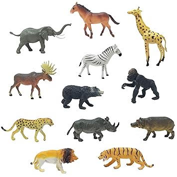 Boley 12pc Jumbo Safari Animals - 9 Assorted Jungle Animals, Great Educational Toy for Toddlers