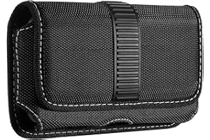 MoKo Horizontal Cell Phone Holster, Nylon Belt Clip Holster丨Newly Updated Stereoscopic Outlook Pouch Fits iPhone 17/17 Pro/17