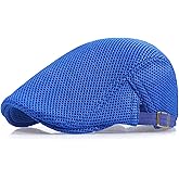 Xinveen Men's Mesh Cap Breathable Summer Newsboy Hat Adjustable Beret Ivy Cap Irish Cabbie Driving Hunting Hats