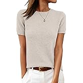 ANRABESS Womens 100% Wool Short Sleeve Summer Sweaters Dressy Casual Blouse Work Office Top 2026 Spring Vacation Clothes