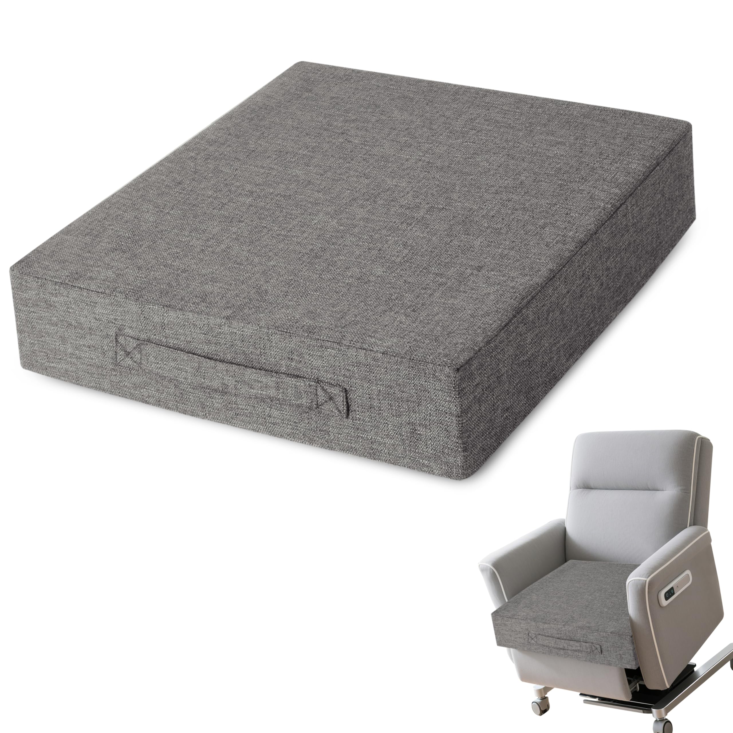 Photo 1 of AddGrace Recliner Cushions for Elderly Thick Seat Cushion 20"x20"x4" Chair Pads with Non Slip Backing and Washable Cover for Couch Armchair Chairs Light Grey