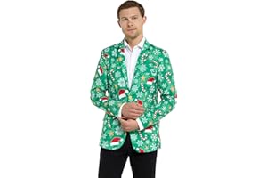 Offstream Men's Christmas Blazer - Ugly X-Mas Holiday Print Outfit - Only Suit Jacket
