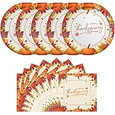Gatherfun Thanksgiving Party Supplies Maple Leaves Disposable Paper Plates and Napkins for Thanksgiving Dinner Party Fall Party Decorations Serve 50