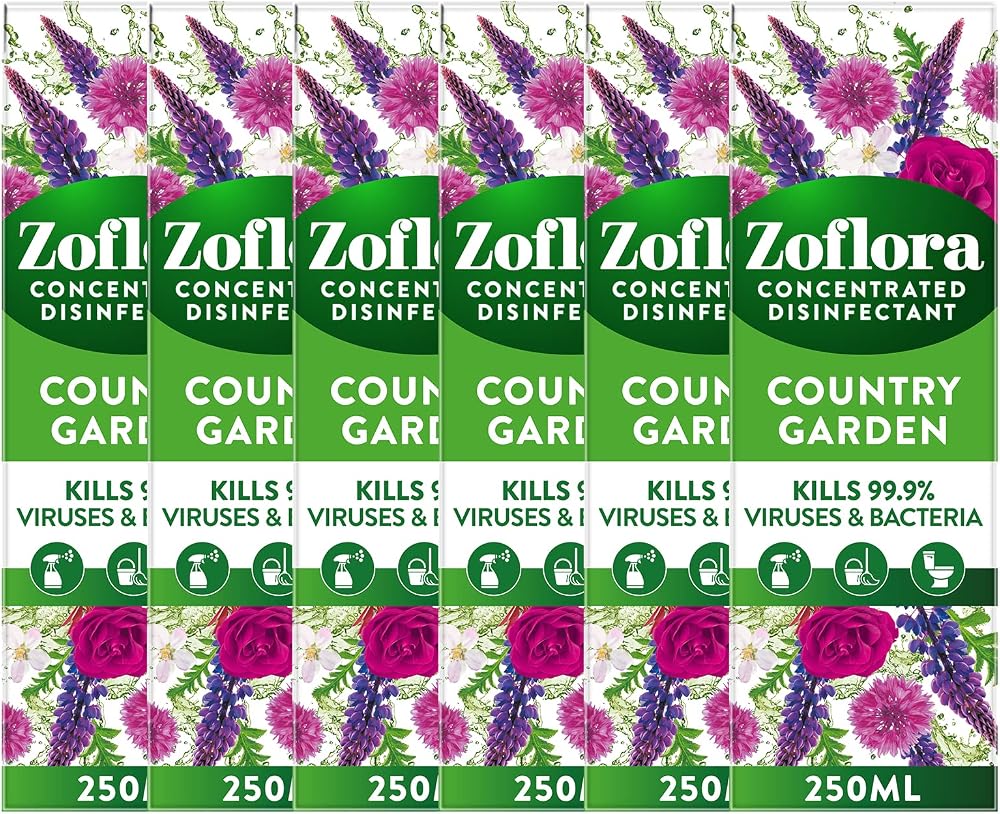 Zoflora Country Garden Concentrated Disinfectant 250ml x6